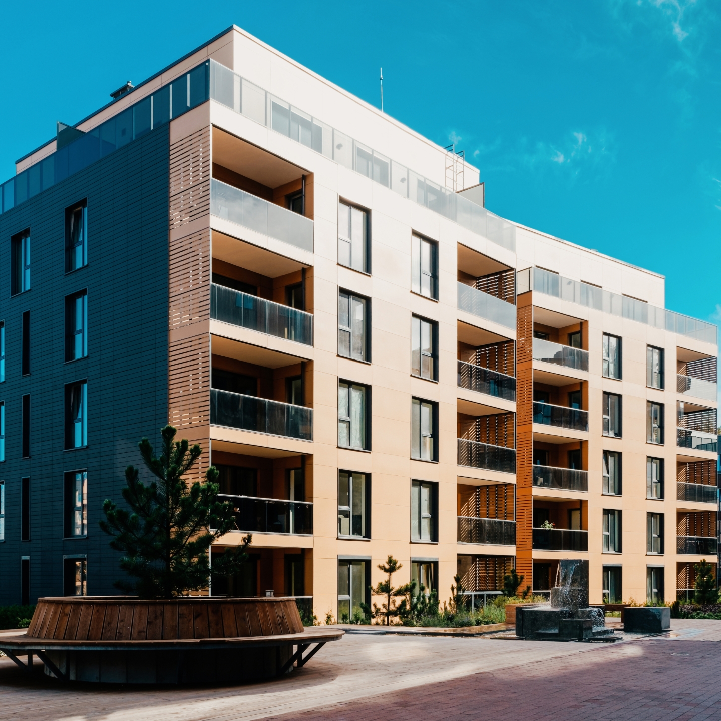 apartment building with 6 floors